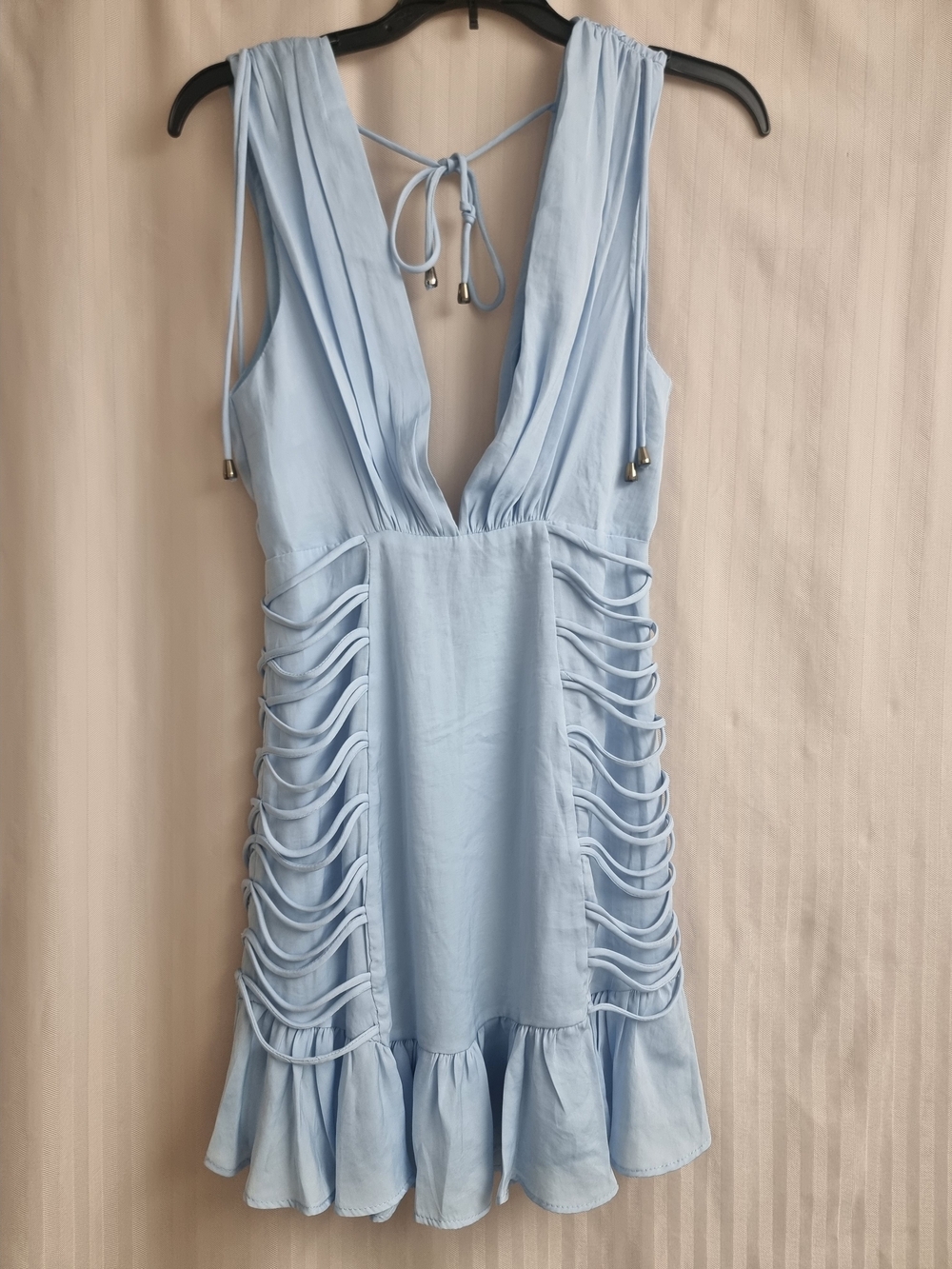 Light Blue Mini Dress with Side Lace Details